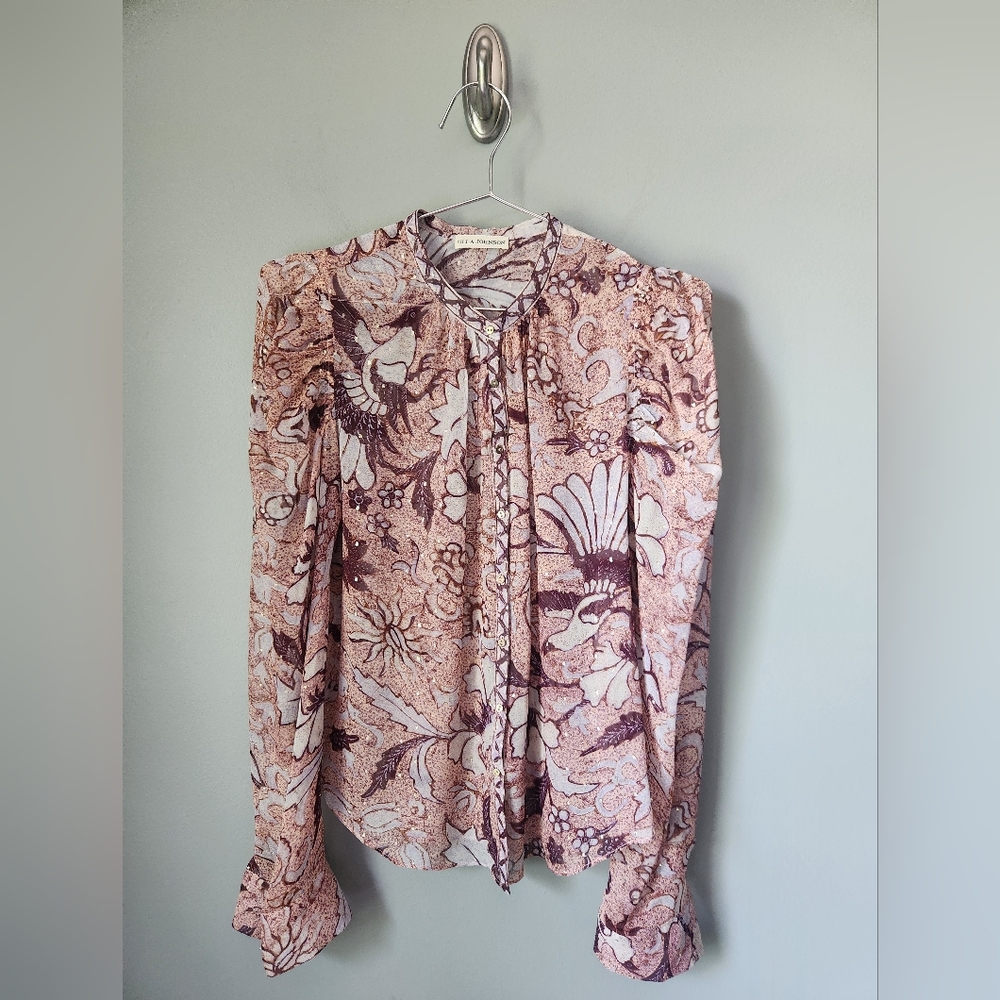 Ulla Johnson Cassia Blouse Long Sleeved Silk Blush Pink Size 2